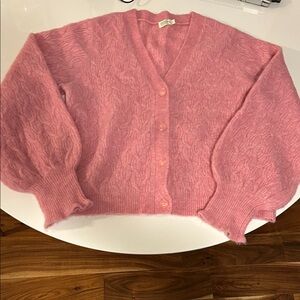 Spartina 449 Pink Cable Knit Cardigan